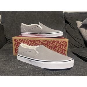 BRAND NEW Vans Asher Women's Gray/White Suede Sherpa Drizzle Shoes Sz 11 Unworn